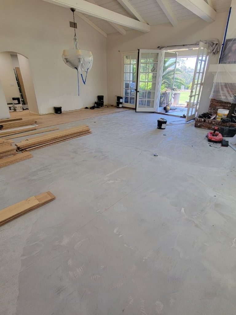 Great room hardwood floor prep