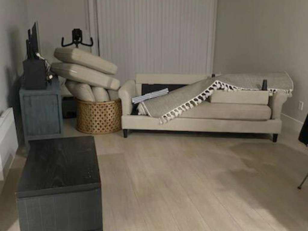 living room with laminate flooring