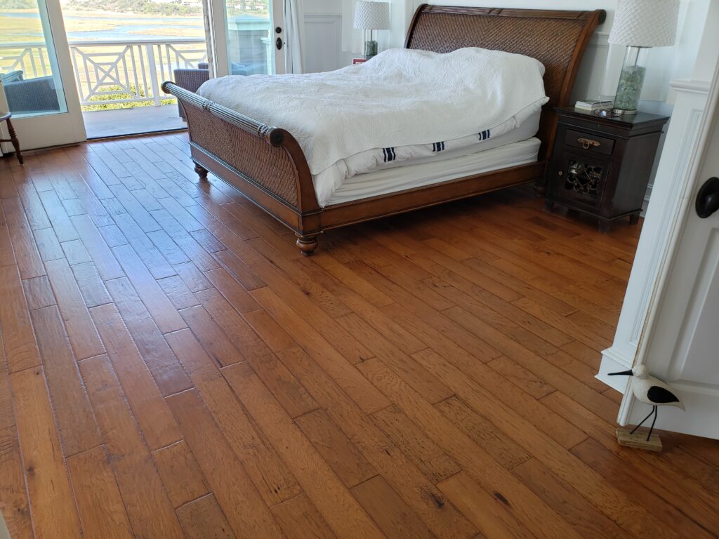 master bedroom wood flooring before